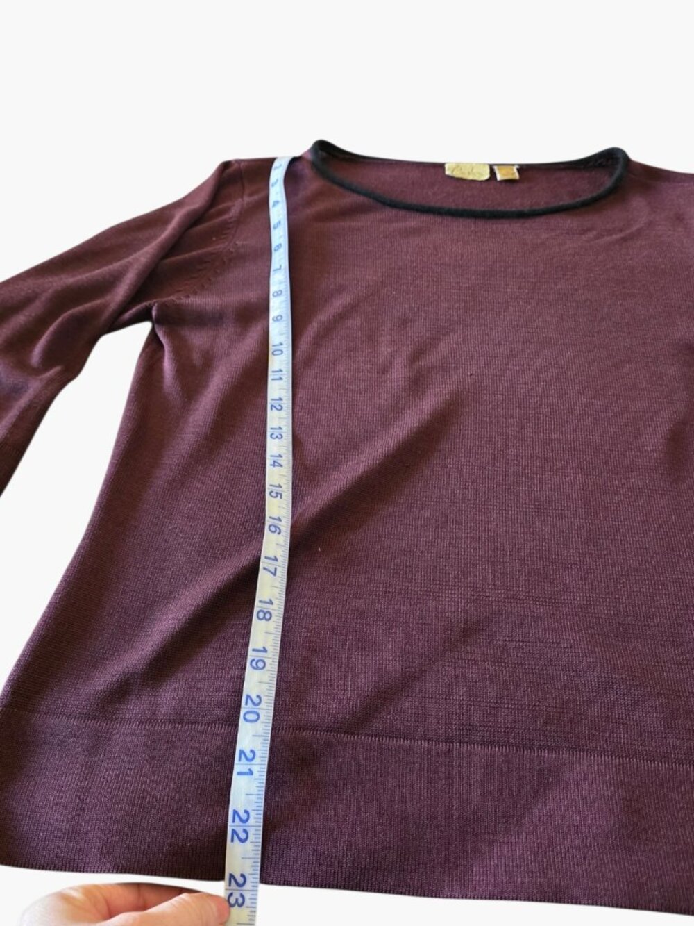 Caslon 100% Silk Sweater Womens L Brown Boatneck 3/4 Sleeve Split Cuff Luxury - Picture 8 of 16